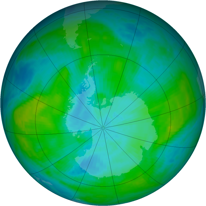 Antarctic ozone map for 17 February 1982